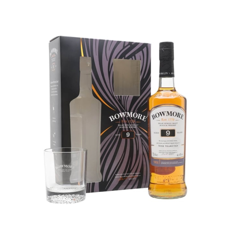Bowmore 9 Year Old / Glass Set Islay Single Malt Scotch Whisky