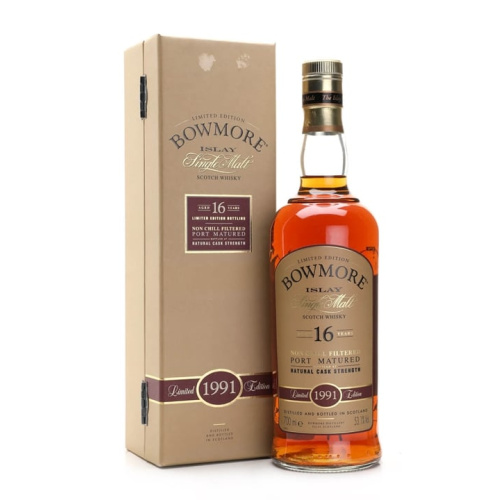 Distillery 16 Year Old – Bowmore 1991 / 16 Year Old / Port Matured Islay Whisky (Islay) | N/A% ABV, 700ml – Buy Now