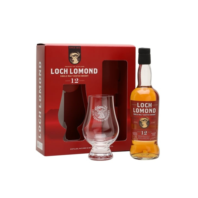 Distillery 12 Year Old – Loch Lomond 12 Year Old / Small Bottle / Glass Set Highland Whisky (Highland) | N/A% ABV, 700ml – Buy Now