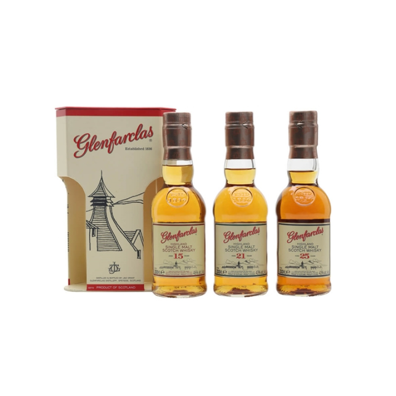 Glenfarclas 15, 21 & 25 Year Old Tri Pack / 3x20cl Highland Single Malt Scotch Whisky